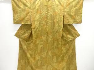 アンティーク　花模様手織り紬着物